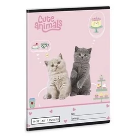 *18353-001 FÜZET A5 ARS UNA 1.oszt 14-32  vegyes minta (Cute Animals-Tea Party, 01.09086)