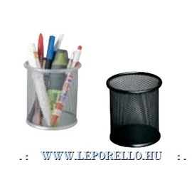 *19386 IRÓSZERTARTÓ POHÁR fémháló kerek ezüst/fekete