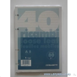 GYŰRŰSKÖNYV betét A5/40l vonalas Blasetti Ricambi fehér