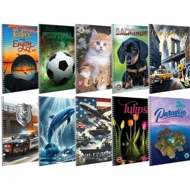 *22477 FÜZET spirál A5 T-Creativ MINTÁS vonalas 70lap vegyes minta