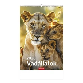 *23193 FALINAPTÁR 2026 Vadállatok T094-08 spirálozott  22*33cm