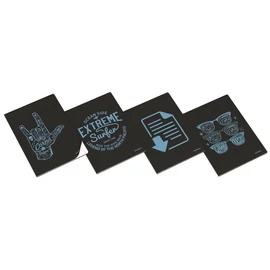 *43193 FÜZET A5 Ambar vonalas 40l Clever matt fekete alapon mintás