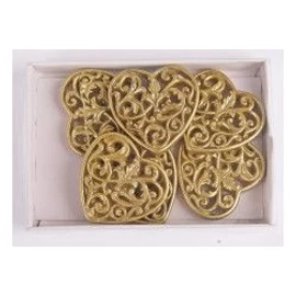 *46468 ÖNTAPADÓS DÍSZ kerámia arany szív indás/karifa/szarvasfej/angyal/kori/hóp.