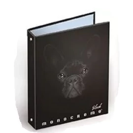 *52206 GYŰRŰSKÖNYV A4 PIGNA Monocromo Black  4ring 3cm gerinc