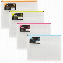 *53199 IRATTASAK A4  PP DELI Rio átlátszó, színes húzózárral 38975