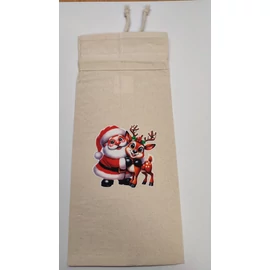 *54796 MIKULÁS tasak textil egyedileg nyomtatott (Mikulás szarvassal)