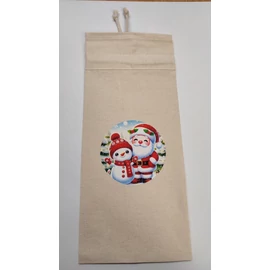 MIKULÁS tasak textil dekorálva (Mikulás hóemberrel)