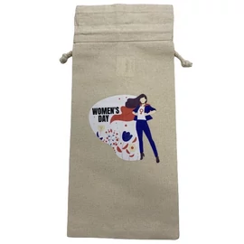 *55262 VÁSZON AJANDÉK TASAK színesen nyomtatott Nőnap 15 x 34 cm natúr