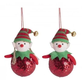 KARÁCSONYFA DÍSZ gömb manó bordó