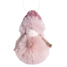 *56427 KARÁCSONYFA DÍSZ  kislány bundában, sapkában 14cm