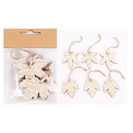 *56466 DEKOR fa öszi díszek levél, gomba, makk natúr/fehér