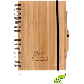 *56753 FÜZET spirál A5 MP WOODAO 70l bambusz+toll