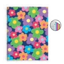 FÜZET spirál A4 MQ Flower = karton 4*30lap 4 reg.   46843