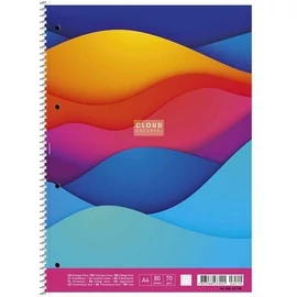 *57522 FÜZET A4+ spirál SHKOLYARYK vonalas  "Cloud Colourful"