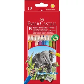 *57561 SZÍNES CERUZA 10 FABER Castell JUMBO+hegyező  111210