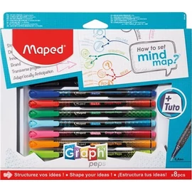 ROSTIRON tüfilc készlet 8-as MAPED &quot;Graph Peps-How to Mind Map Box&quot; 0,4mm