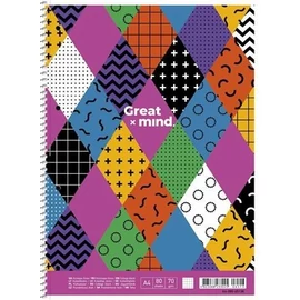 FÜZET A4+ spirál SHKOLYARYK kockás 80l &quot;Great Mind&quot;
