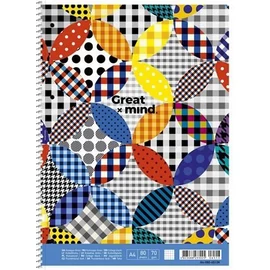 FÜZET A4+ spirál SHKOLYARYK kockás 80l &quot;Great Mind&quot;