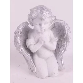 *58070 KARÁCSONYI ANGYAL imádkozó fehér-ezüst 7*9cm