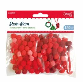 POM-POM dekor 1cm piros/zöld színárnyalatok DACO 120db/csom