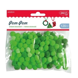 POM-POM dekor 1cm piros/zöld színárnyalatok DACO 120db/csom