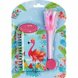 EMLÉKKÖNYV CENTRUM Flamingó, koronás tollal, vonalas 12*8cm  80425