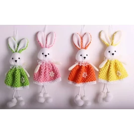 DEKOR fehér nyuszilány színes csipkés ruhában,  akasztható