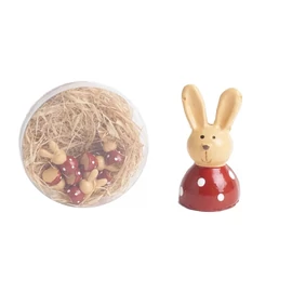 HÚSVÉTI DEKOR polizerin nyúl pöttyös ruhában 2,7cm