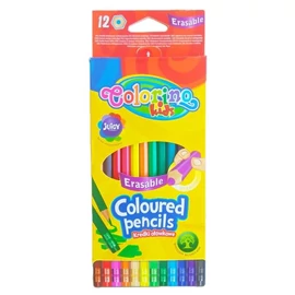 SZÍNES CERUZA 12 COLORINO azonos színű radírral, hatszögletű