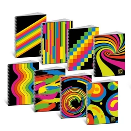 FÜZET spirál A4 Blasetti One Color Black&amp;Fluo 60l  lyukasztott = 8466
