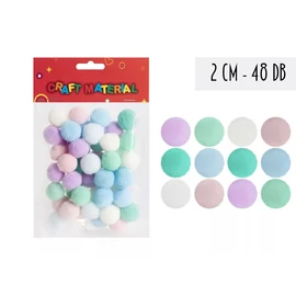 POM-POM dekor mini 2cm pasztell vegyes színben 48db/csom