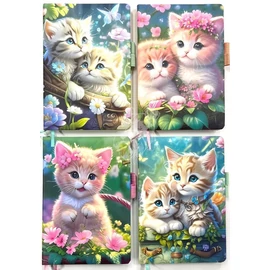 EMLÉKKÖNYV/NOTESZ A/5 Cicás élnyomott, vonalas 6600-29