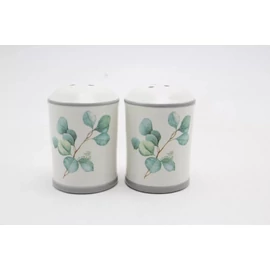 ASZTALI kerámia só-, borstartó eukaliptusz mintával