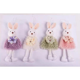 HÚSVÉTI dekor fehér nyuszi ruhában, virággal, akasztóval