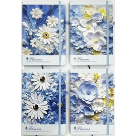 *61191 NAPLÓ A5 Blue Flower gumis, élnyomott 5703-26