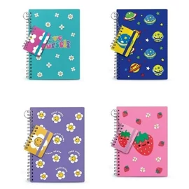 *61377 FÜZET spirál A5 LEBEZ PP vonalas+kulcstartós spiráljegyzet