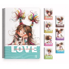 *61399 FÜZET spirál 17*24cm GIPTA Love Book vonalas, karton  80l  7754