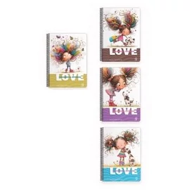*61400 FÜZET spirál 17*24cm GIPTA Love Book kockás, karton  80l  7756