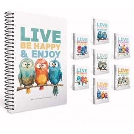 *61426 FÜZET spirál 17*24cm GIPTA Birds vonalas, karton 100l  7423