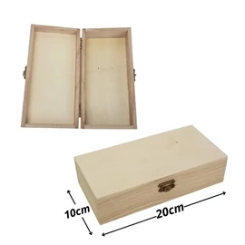 *61714 DOBOZ fa natur csatos 20*10*5cm