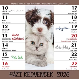 *61773 FALINAPTÁR 2026 Házi kedvencek kétheti mágneses 22*22cm