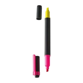 *62450 SZÖVEGKIEMELŐ MC fekete testű 2végű  pink/sárga