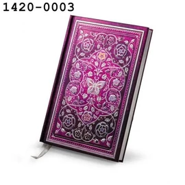 *63332-003 BEÍRÓFÜZET ARGUS Romantic Garden = 112l 14,2*20,8cm keményfed,élmetszett 5895 (magenta/ezüst, 078230385)