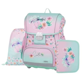 *63398 Iskolatáska szett OXI BAG PRÉMIUM 3db-os Flowers táska+tollt.+tzsák. 0-90225