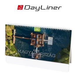 *02974 NAPTÁR asztali KÉPES 2026 Magyarország álló papírtáblás Dayliner 32*15cm