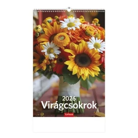*02987 FALINAPTÁR 2026 Virágcsokrok T094-04 spirálozott 22*33cm