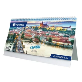 *33554 NAPTÁR asztali KÉPES 2026 Európa csodái  VICTORIA OFFICE
