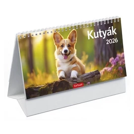 *35987 NAPTÁR asztali KÉPES 2026 midi Kutyák T0581P álló 24*12,8