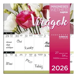 *39119 FALINAPTÁR 2026 tervező LIZZY Virágok kétheti mágneses