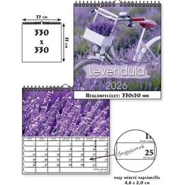 *46073 FALINAPTÁR 2026 Levendula T-Calendar 33*33cm spirálozott
